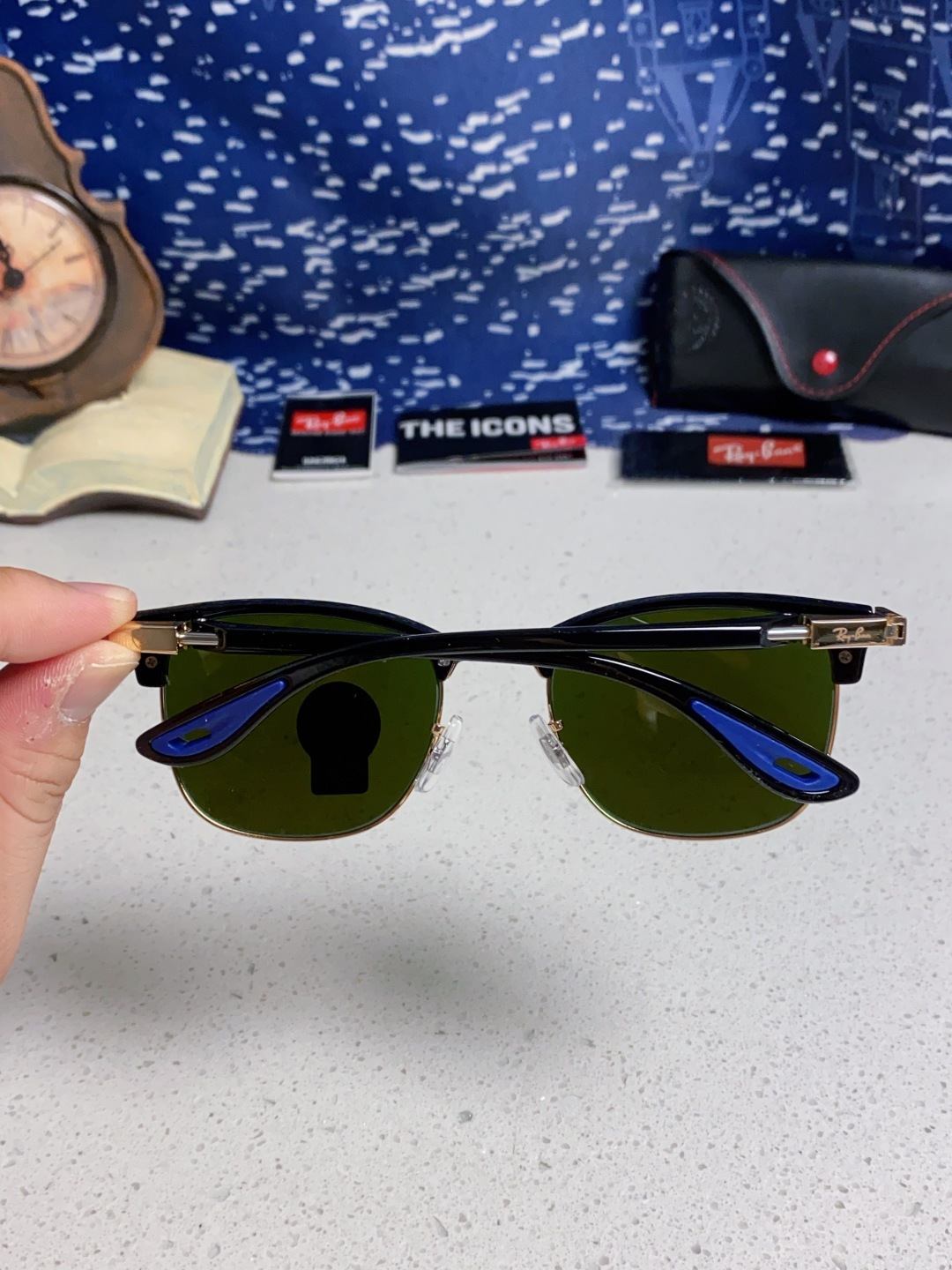 RayBan雷朋法拉利联名 2025新款 复古半框墨镜派对达人眉毛架太阳镜男女款 钢化玻璃镜片 情侣墨镜