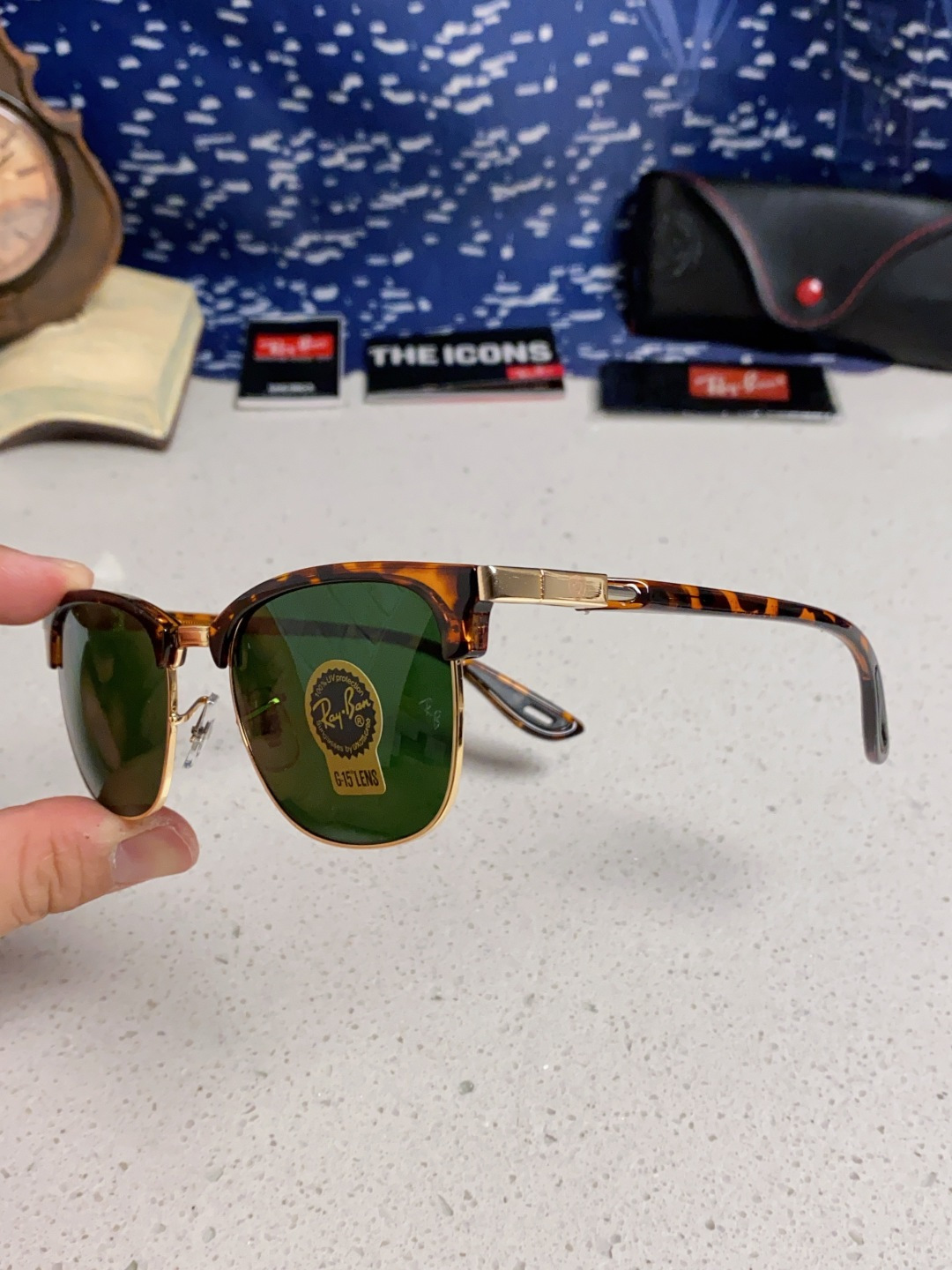 RayBan雷朋法拉利联名 2025新款 复古半框墨镜派对达人眉毛架太阳镜男女款 钢化玻璃镜片 情侣墨镜