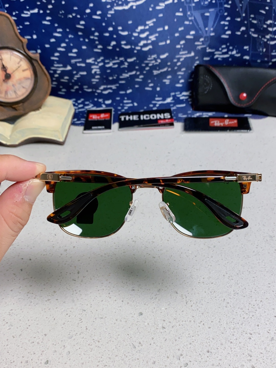 RayBan雷朋法拉利联名 2025新款 复古半框墨镜派对达人眉毛架太阳镜男女款 钢化玻璃镜片 情侣墨镜