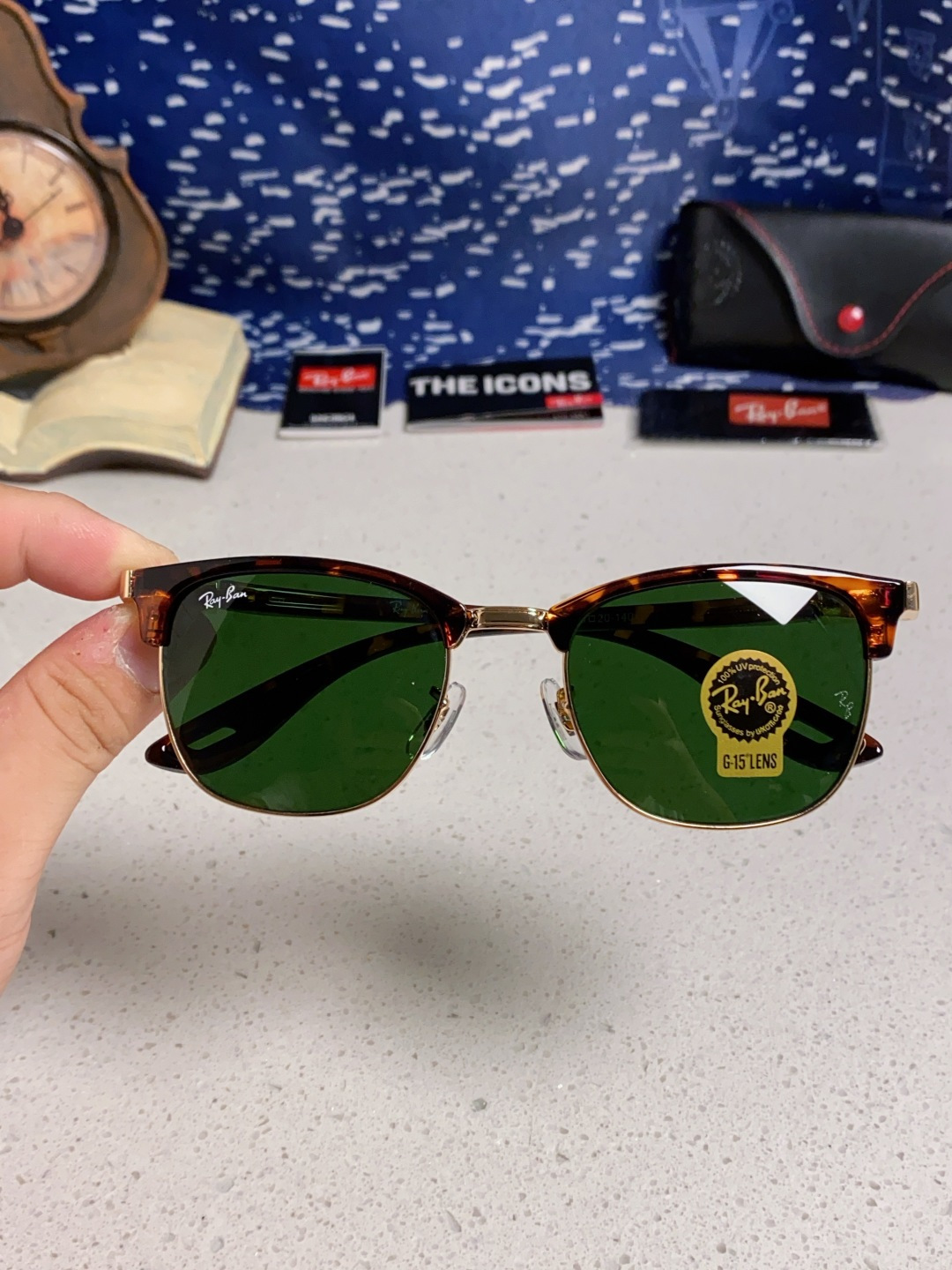 RayBan雷朋法拉利联名 2025新款 复古半框墨镜派对达人眉毛架太阳镜男女款 钢化玻璃镜片 情侣墨镜