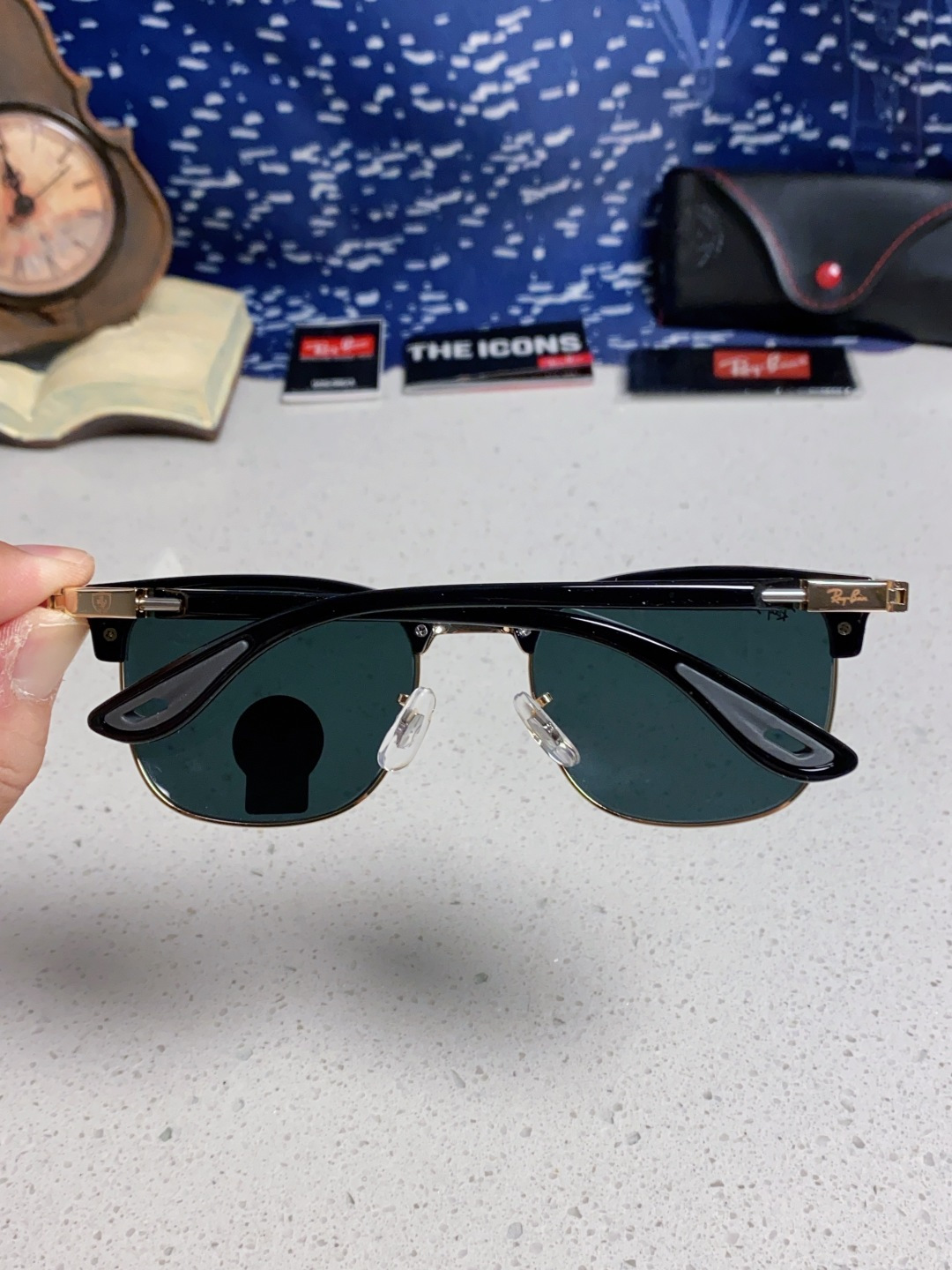 RayBan雷朋法拉利联名 2025新款 复古半框墨镜派对达人眉毛架太阳镜男女款 钢化玻璃镜片 情侣墨镜