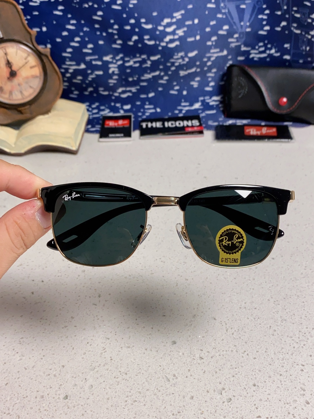 RayBan雷朋法拉利联名 2025新款 复古半框墨镜派对达人眉毛架太阳镜男女款 钢化玻璃镜片 情侣墨镜