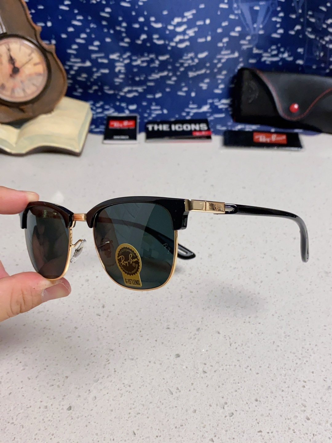 RayBan雷朋法拉利联名 2025新款 复古半框墨镜派对达人眉毛架太阳镜男女款 钢化玻璃镜片 情侣墨镜