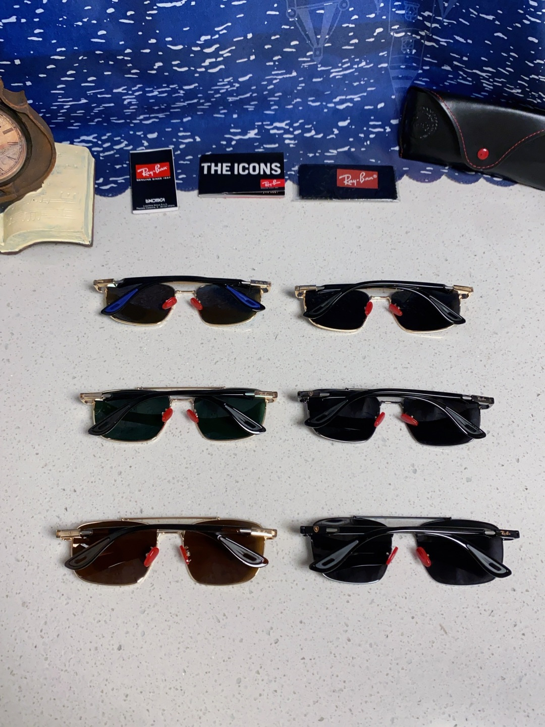 RayBa雷朋法拉利联名款 经典方形男士开车偏光太阳镜 RB3715M