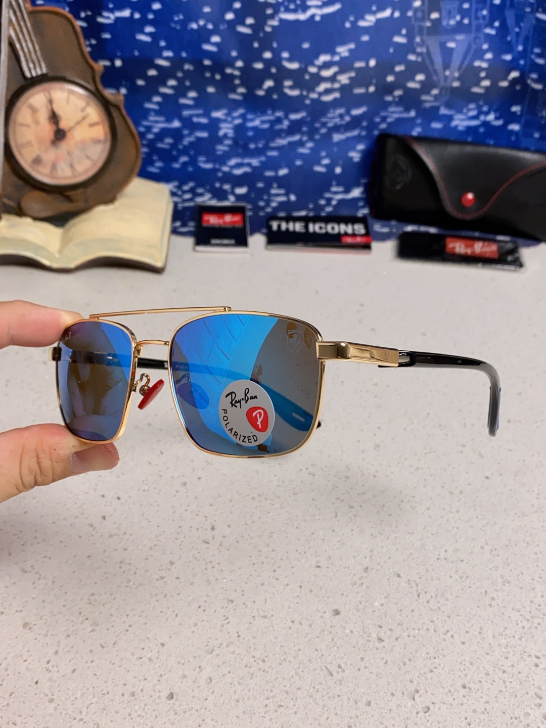 RayBa雷朋法拉利联名款 经典方形男士开车偏光太阳镜 RB3715M