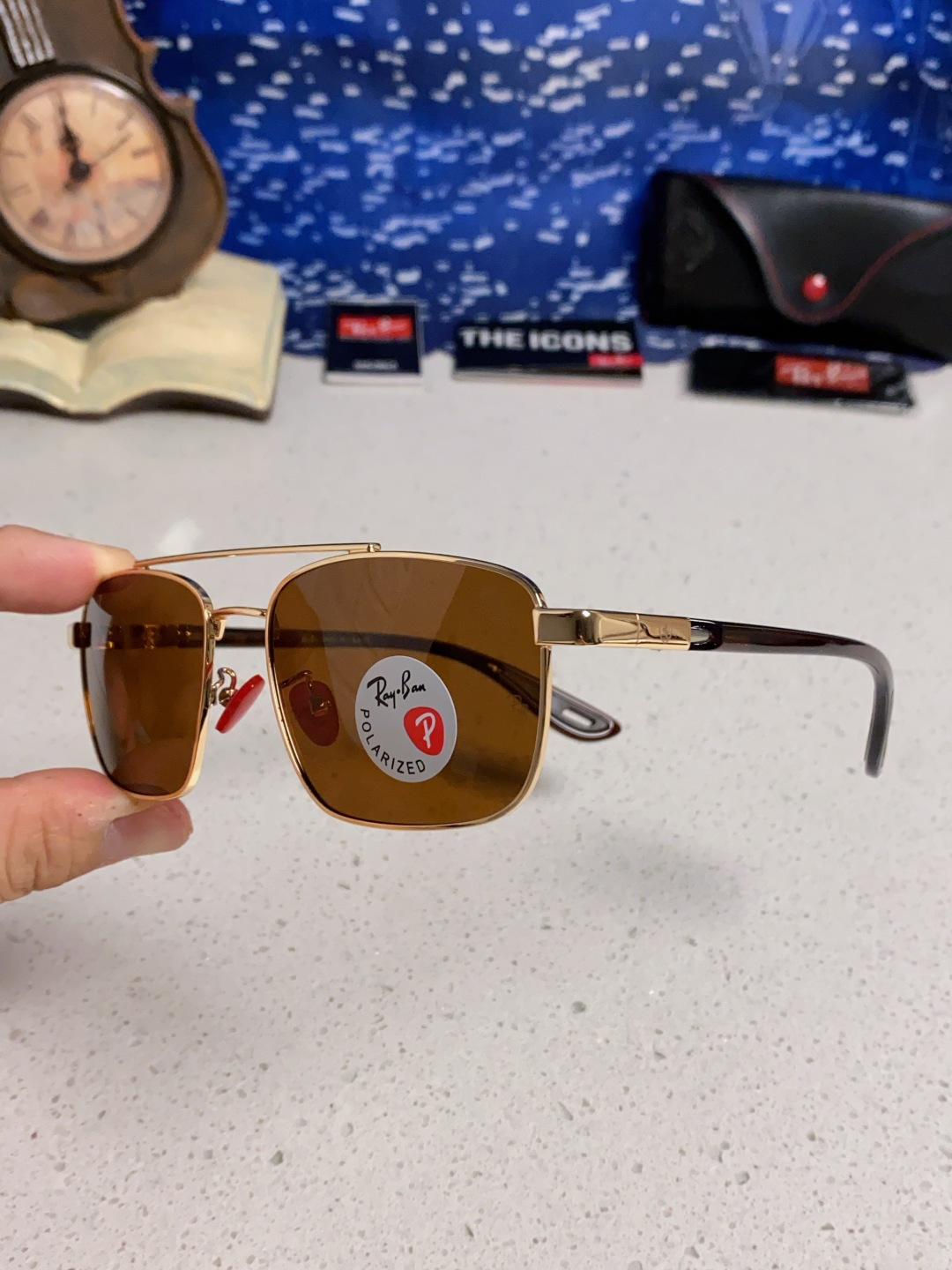 RayBa雷朋法拉利联名款 经典方形男士开车偏光太阳镜 RB3715M