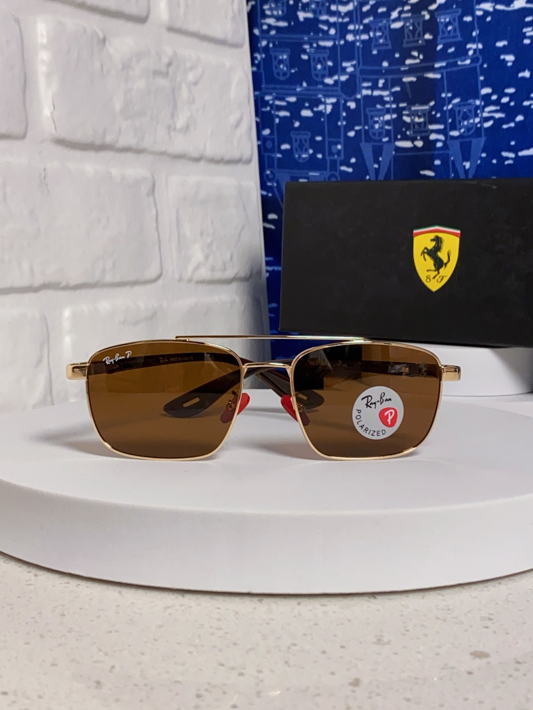 RayBa雷朋法拉利联名款 经典方形男士开车偏光太阳镜 RB3715M