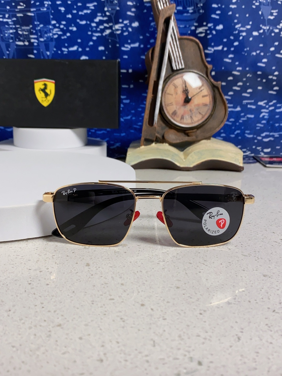 RayBa雷朋法拉利联名款 经典方形男士开车偏光太阳镜 RB3715M