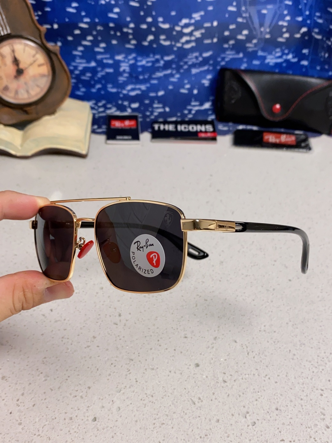 RayBa雷朋法拉利联名款 经典方形男士开车偏光太阳镜 RB3715M