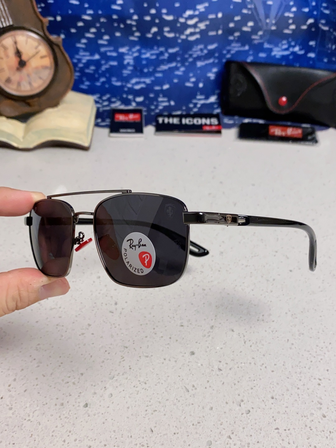 RayBa雷朋法拉利联名款 经典方形男士开车偏光太阳镜 RB3715M