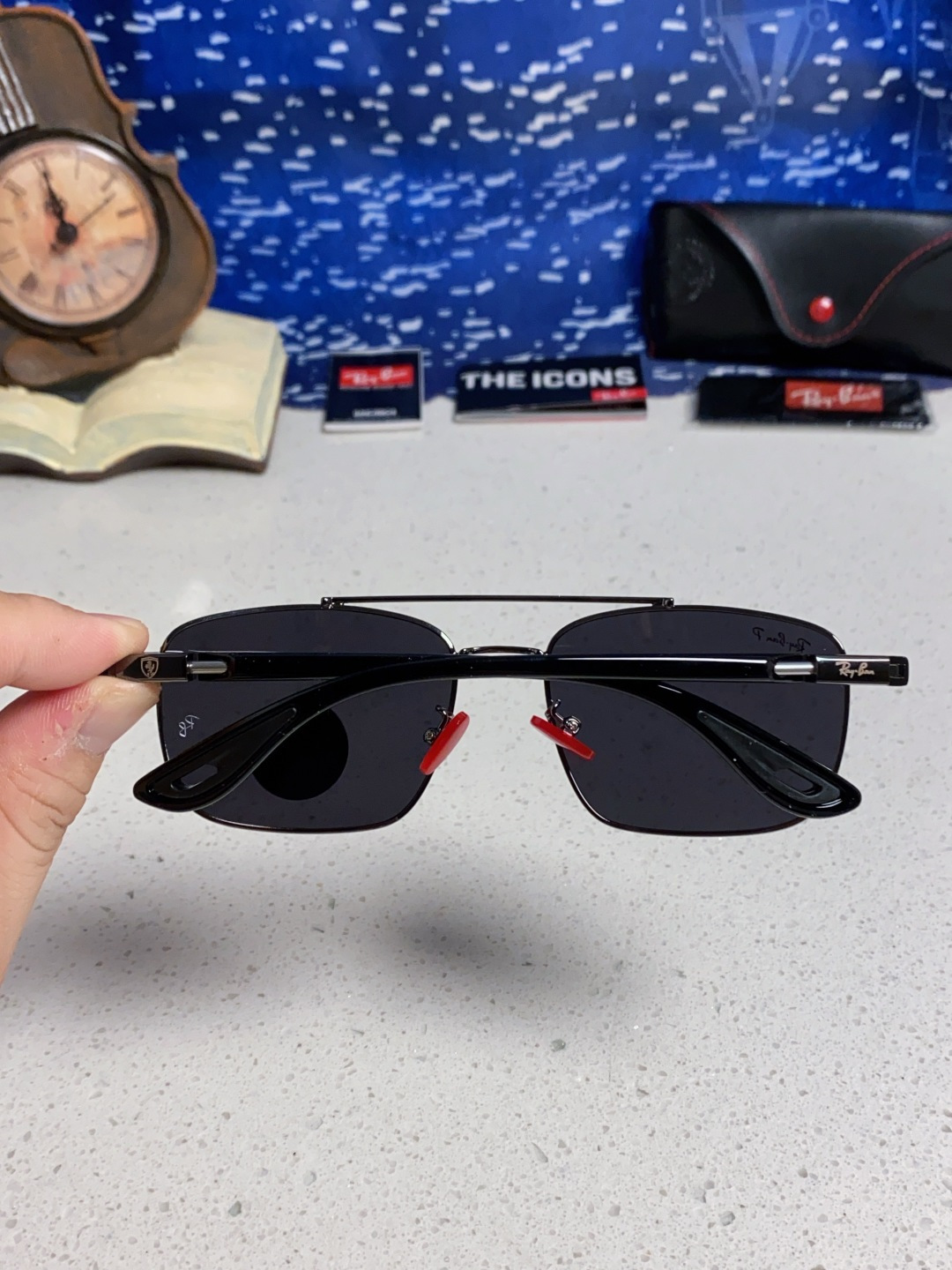 RayBa雷朋法拉利联名款 经典方形男士开车偏光太阳镜 RB3715M