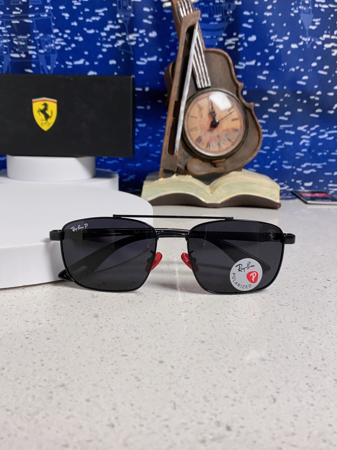 RayBa雷朋法拉利联名款 经典方形男士开车偏光太阳镜 RB3715M