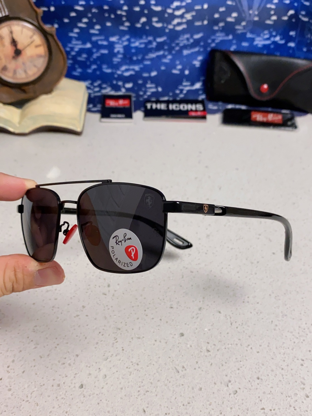 RayBa雷朋法拉利联名款 经典方形男士开车偏光太阳镜 RB3715M