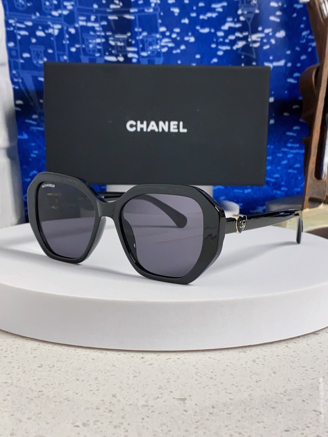 Chanel香奈儿 2025新款欧美甜酷辣妹黑色圆框墨镜女圆脸显瘦网红大框高级感显气质太阳镜