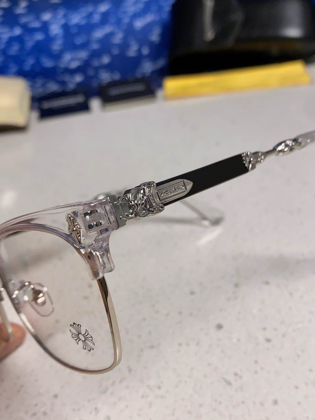 Chrome Hearts 克罗心 2025新款复古半框眉毛眼镜框男商务防蓝光近视眼镜女潮方形大框显瘦配