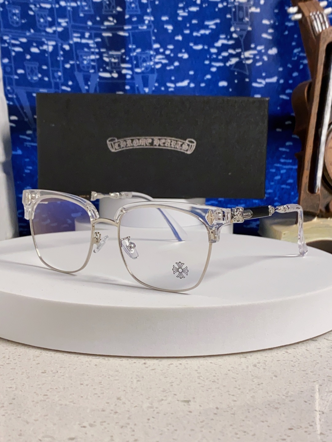 Chrome Hearts 克罗心 2025新款复古半框眉毛眼镜框男商务防蓝光近视眼镜女潮方形大框显瘦配