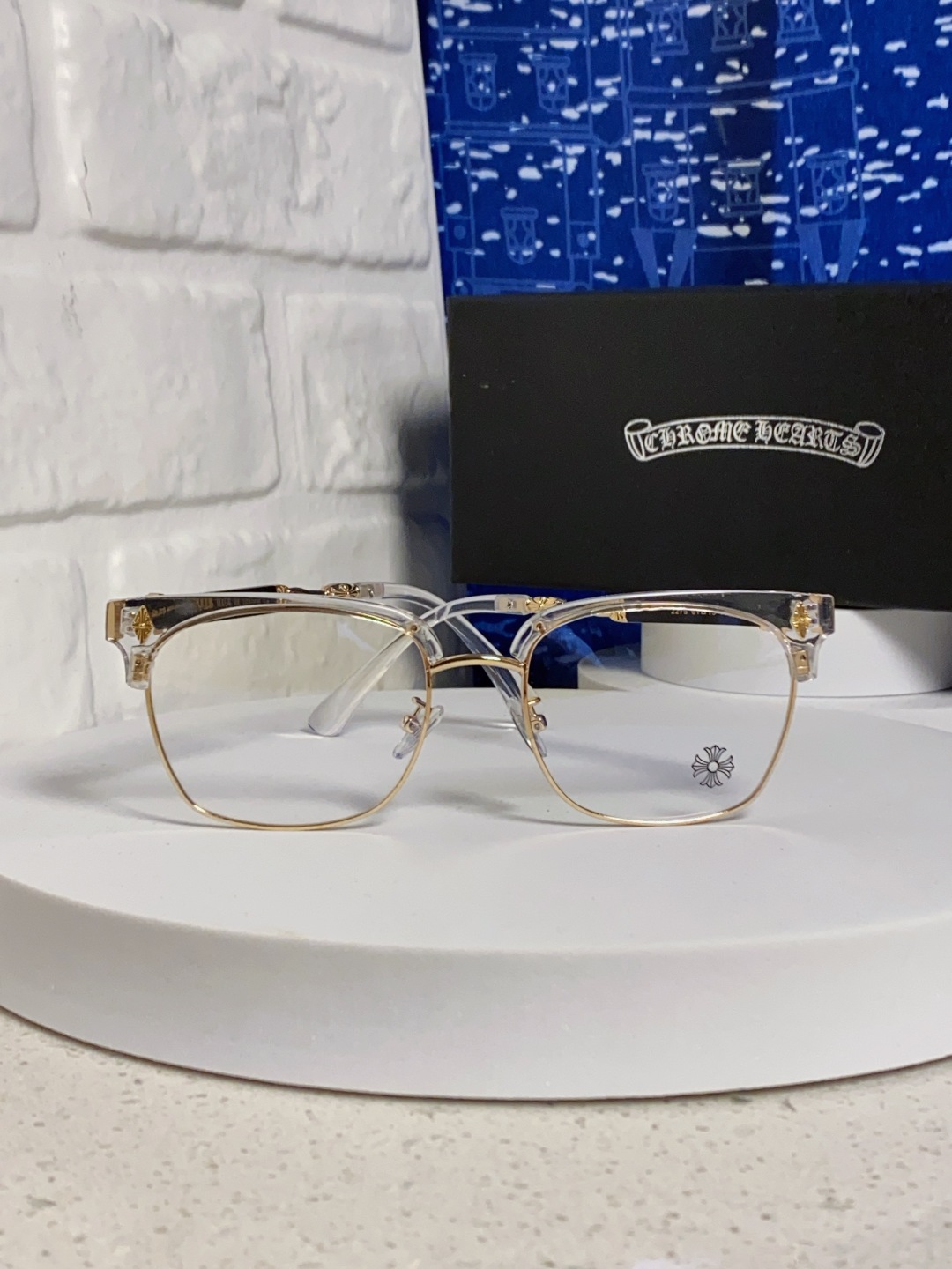 Chrome Hearts 克罗心 2025新款复古半框眉毛眼镜框男商务防蓝光近视眼镜女潮方形大框显瘦配