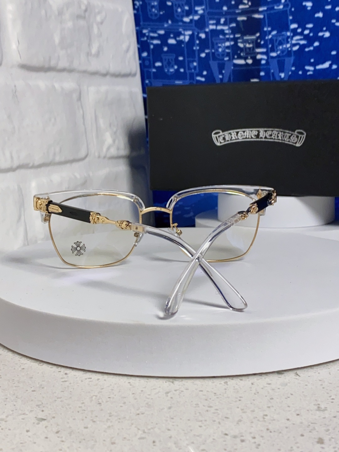 Chrome Hearts 克罗心 2025新款复古半框眉毛眼镜框男商务防蓝光近视眼镜女潮方形大框显瘦配