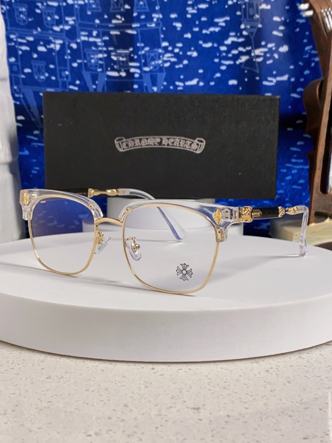 Chrome Hearts 克罗心 2025新款复古半框眉毛眼镜框男商务防蓝光近视眼镜女潮方形大框显瘦配