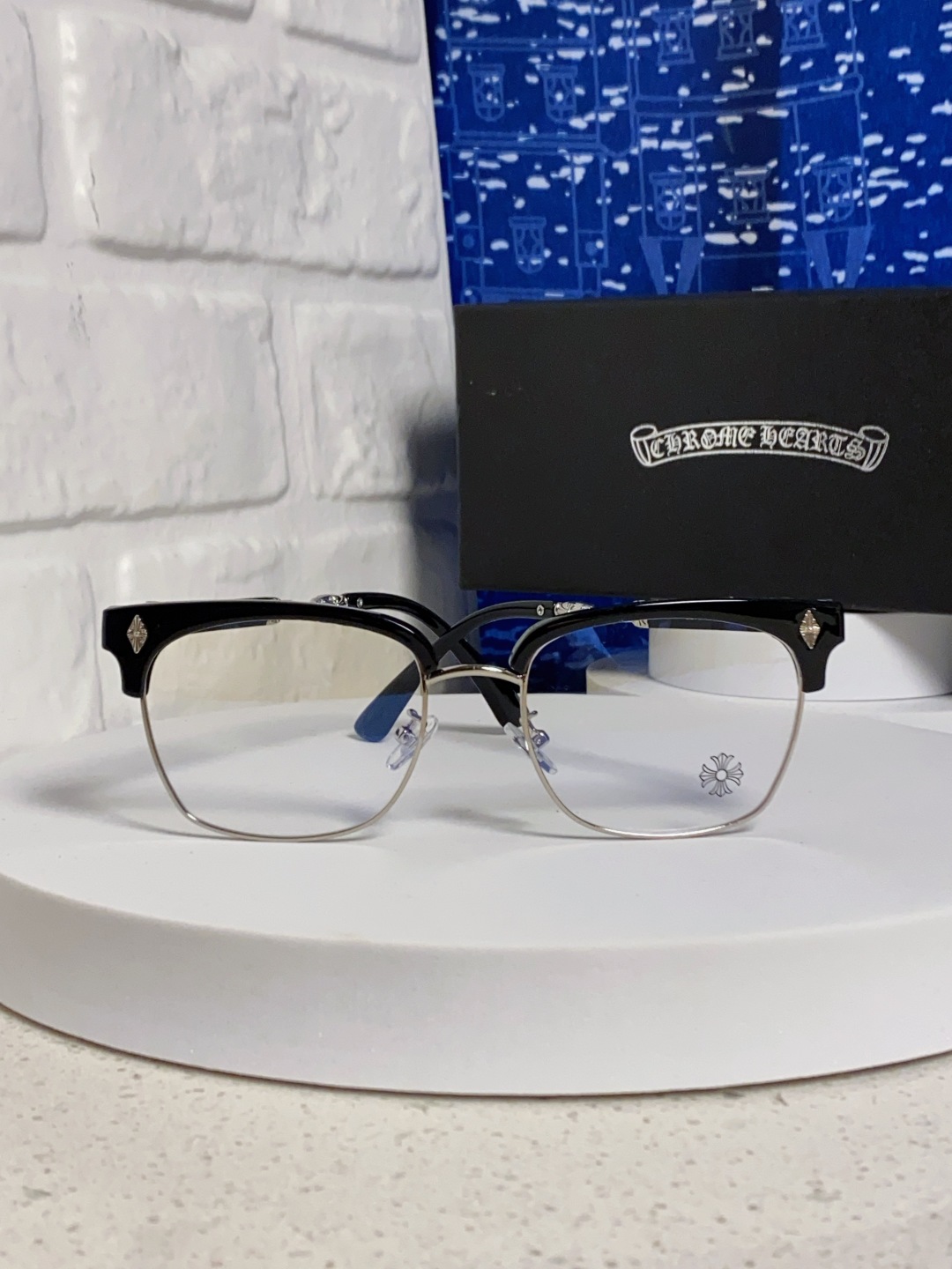 Chrome Hearts 克罗心 2025新款复古半框眉毛眼镜框男商务防蓝光近视眼镜女潮方形大框显瘦配