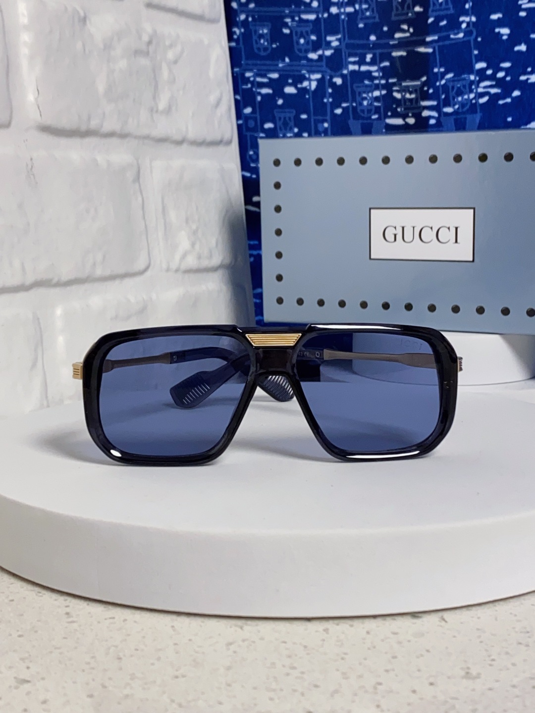 Gucci古奇 2025新款限量版金属飞行员太阳镜男女通用防紫外线墨镜