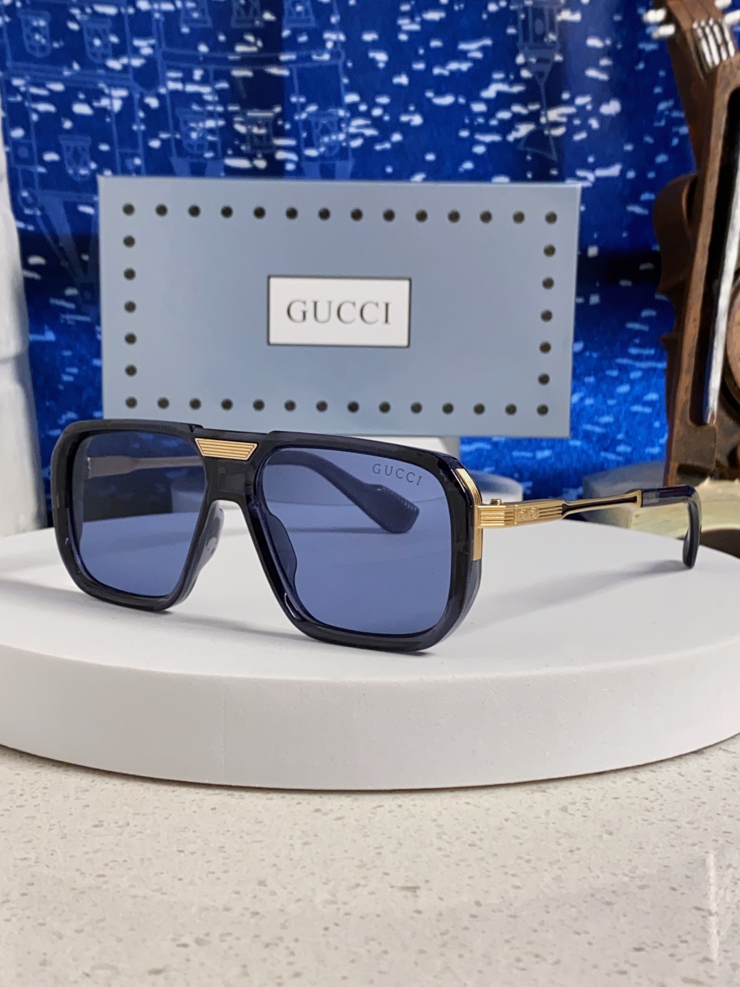 Gucci古奇 2025新款限量版金属飞行员太阳镜男女通用防紫外线墨镜