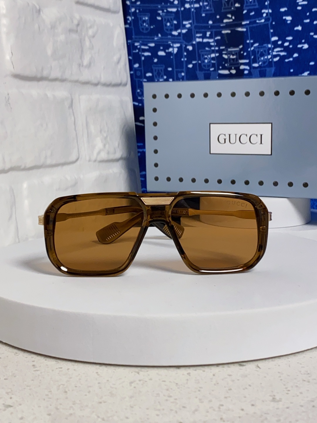 Gucci古奇 2025新款限量版金属飞行员太阳镜男女通用防紫外线墨镜