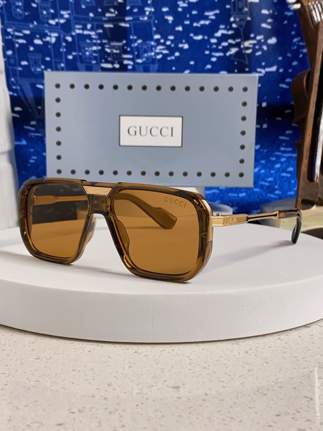 Gucci古奇 2025新款限量版金属飞行员太阳镜男女通用防紫外线墨镜