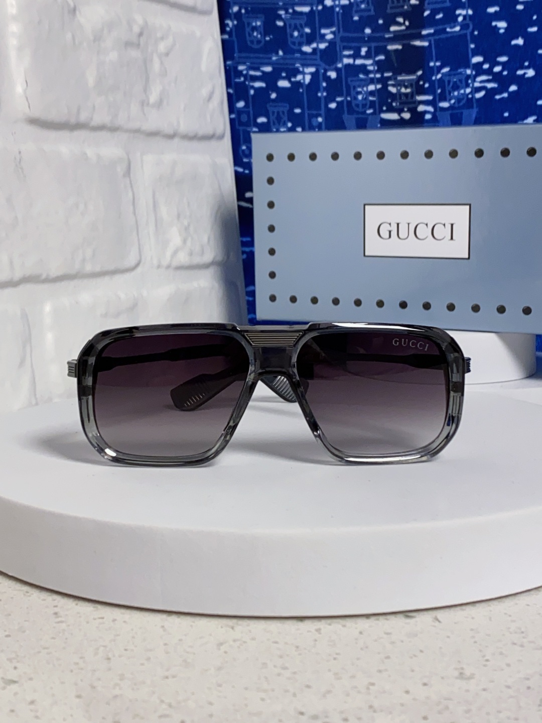 Gucci古奇 2025新款限量版金属飞行员太阳镜男女通用防紫外线墨镜