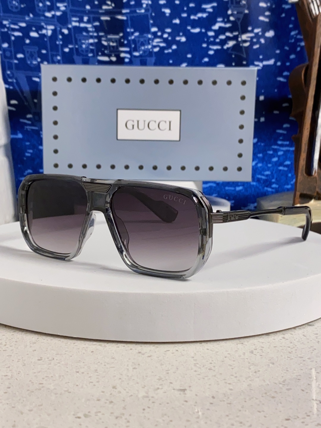 Gucci古奇 2025新款限量版金属飞行员太阳镜男女通用防紫外线墨镜
