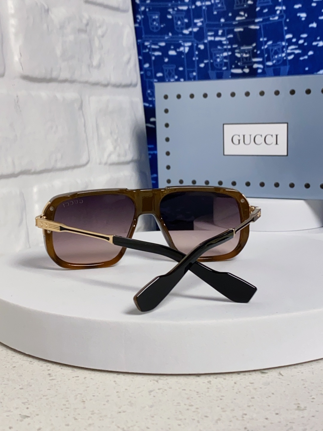 Gucci古奇 2025新款限量版金属飞行员太阳镜男女通用防紫外线墨镜