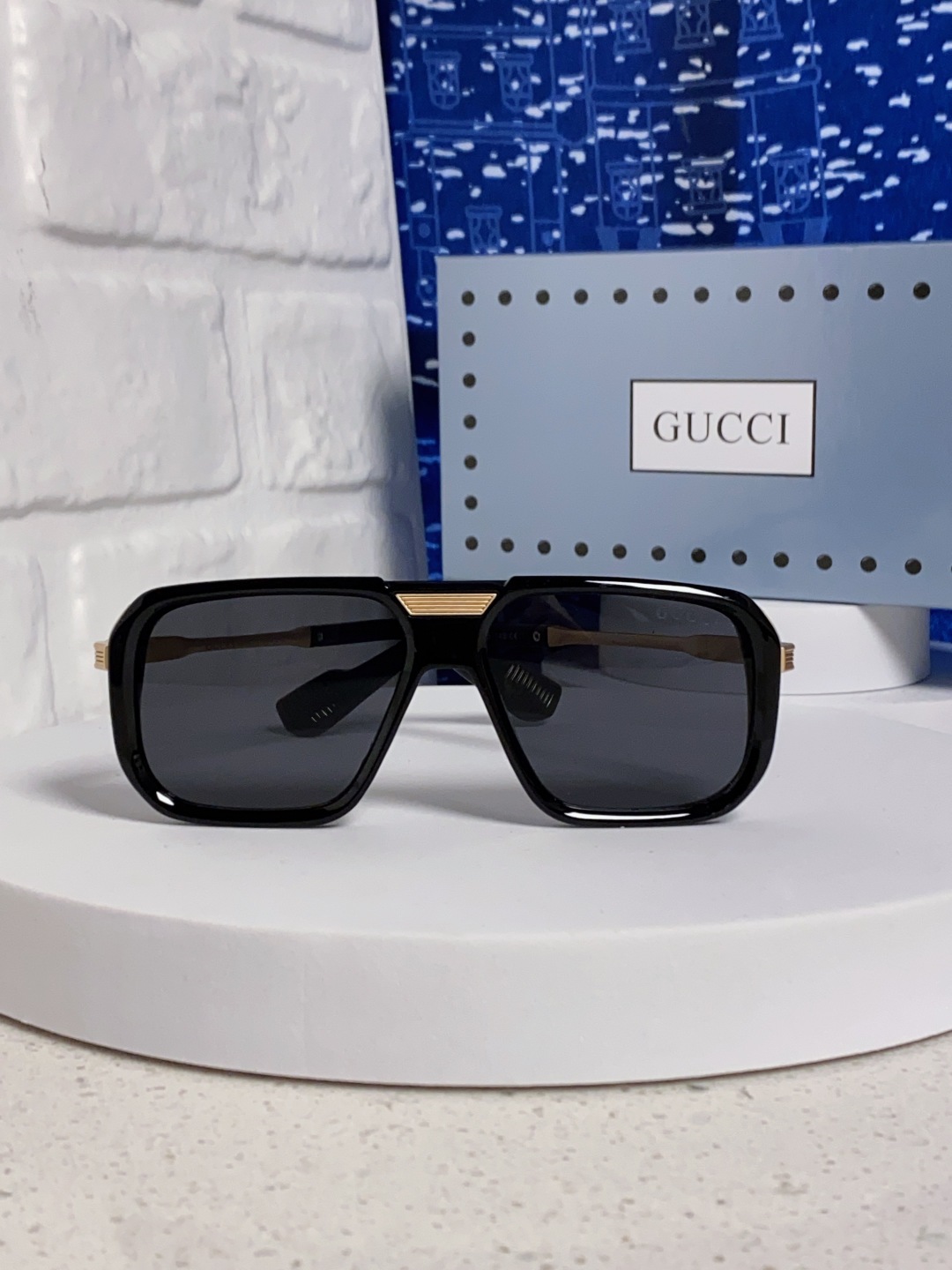 Gucci古奇 2025新款限量版金属飞行员太阳镜男女通用防紫外线墨镜