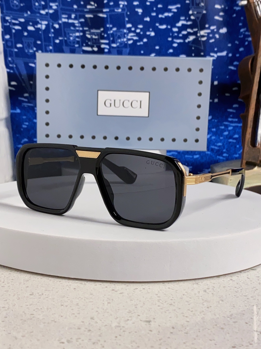 Gucci古奇 2025新款限量版金属飞行员太阳镜男女通用防紫外线墨镜