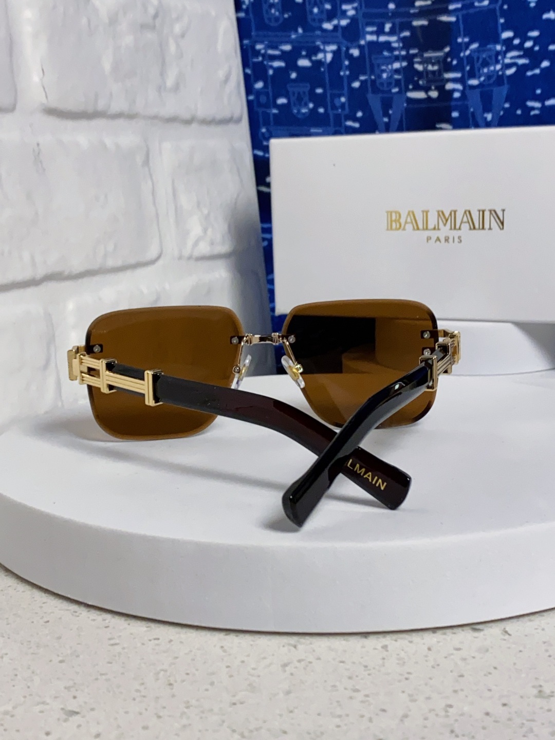 Balmain巴尔曼 2025新款无框太阳眼镜男士大脸开车驾驶防紫外线时尚方形墨镜商务休闲高端 男女通用