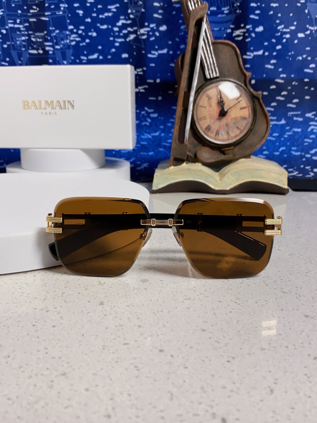 Balmain巴尔曼 2025新款无框太阳眼镜男士大脸开车驾驶防紫外线时尚方形墨镜商务休闲高端 男女通用