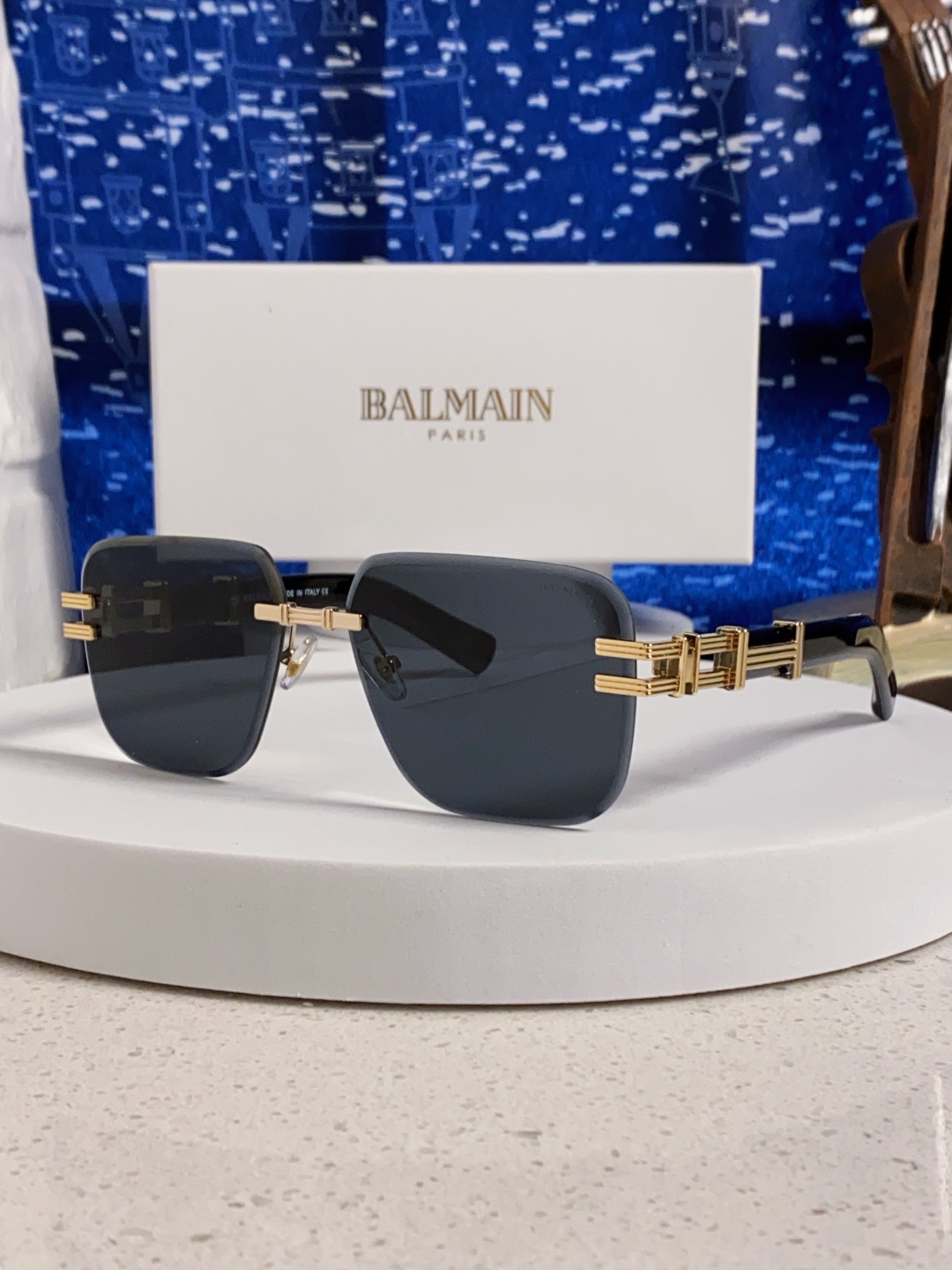 Balmain巴尔曼 2025新款无框太阳眼镜男士大脸开车驾驶防紫外线时尚方形墨镜商务休闲高端 男女通用