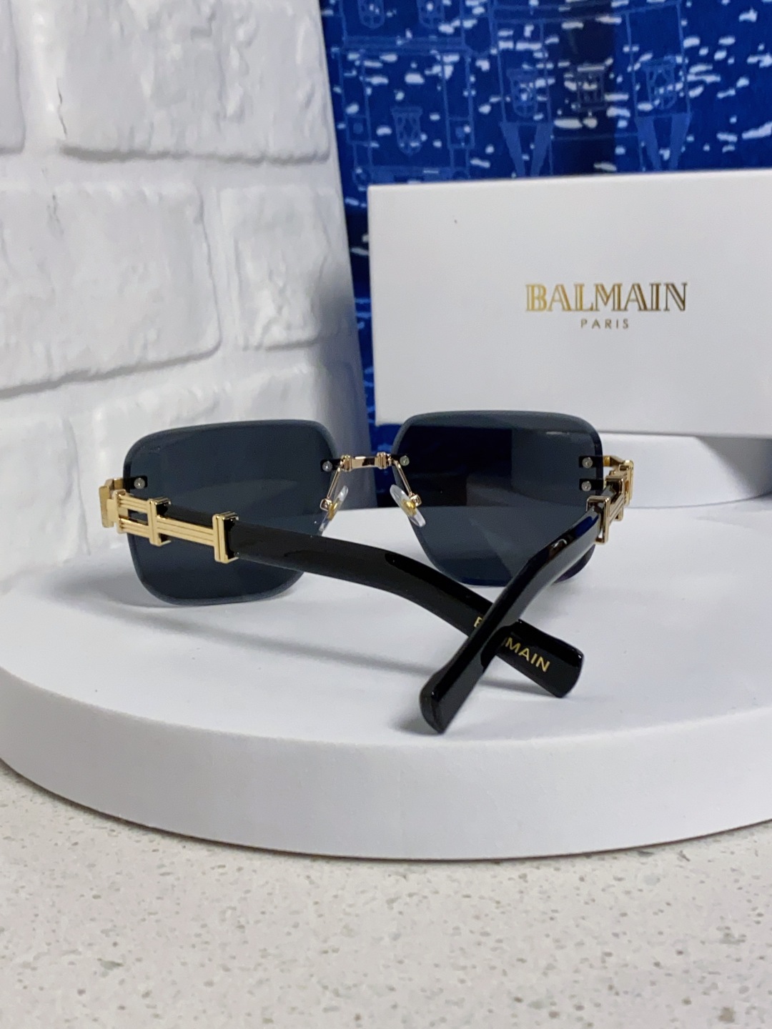 Balmain巴尔曼 2025新款无框太阳眼镜男士大脸开车驾驶防紫外线时尚方形墨镜商务休闲高端 男女通用
