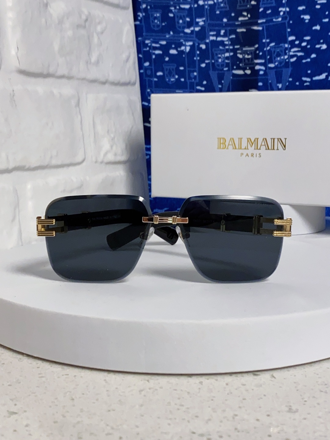 Balmain巴尔曼 2025新款无框太阳眼镜男士大脸开车驾驶防紫外线时尚方形墨镜商务休闲高端 男女通用
