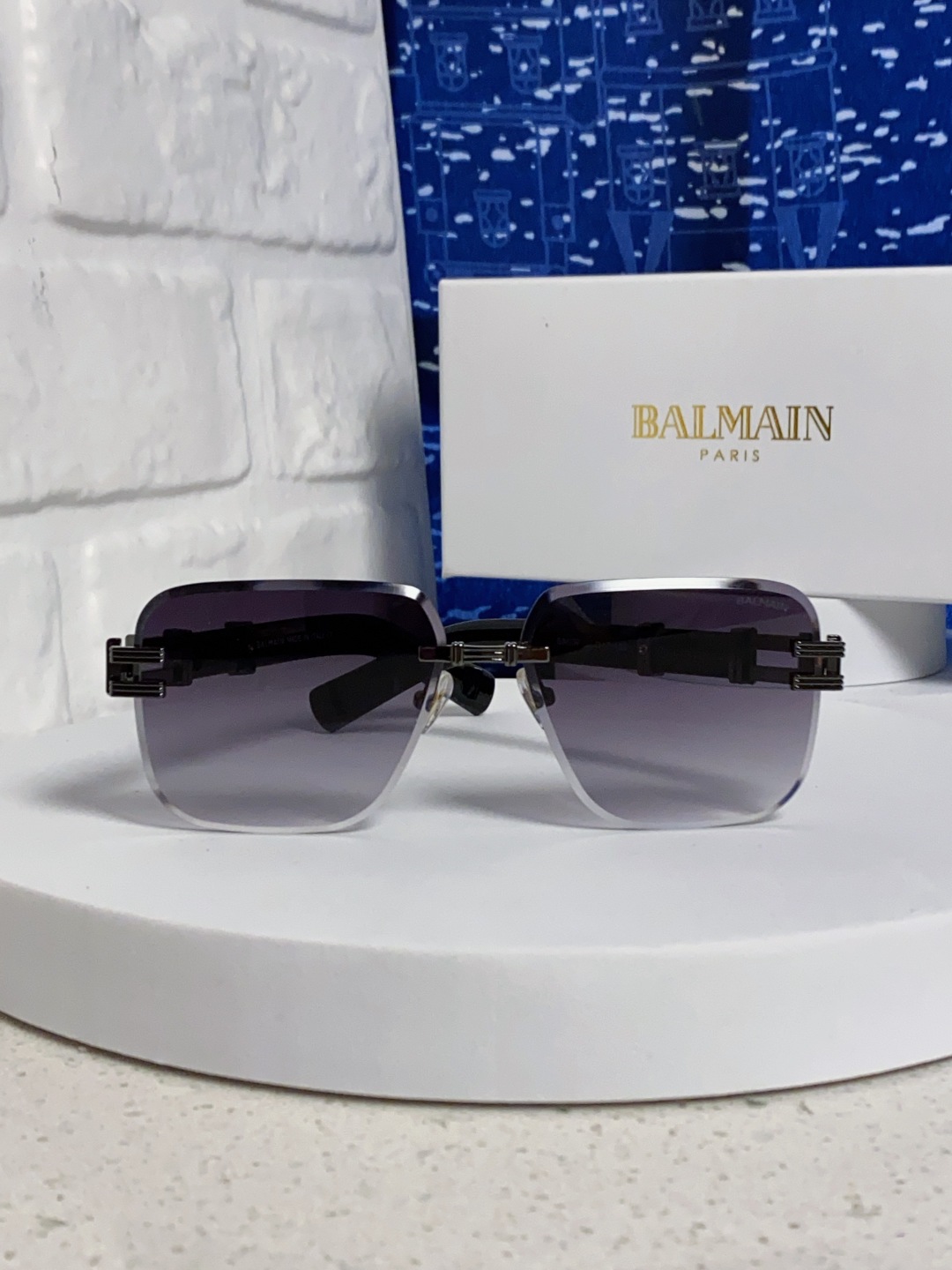 Balmain巴尔曼 2025新款无框太阳眼镜男士大脸开车驾驶防紫外线时尚方形墨镜商务休闲高端 男女通用
