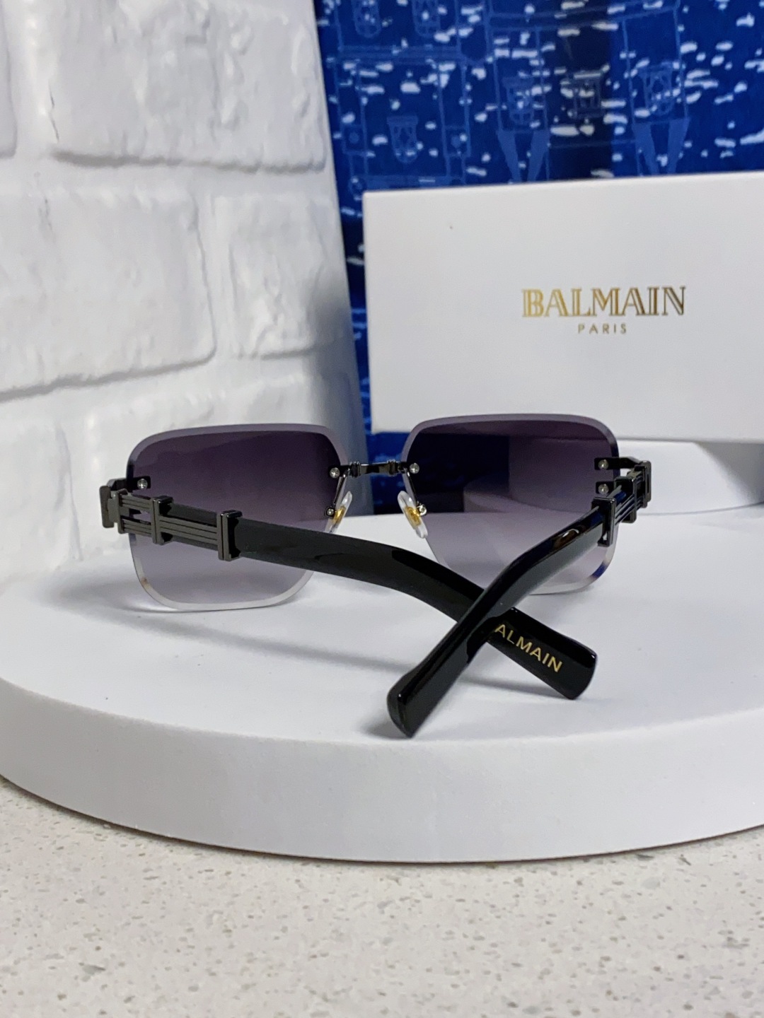 Balmain巴尔曼 2025新款无框太阳眼镜男士大脸开车驾驶防紫外线时尚方形墨镜商务休闲高端 男女通用