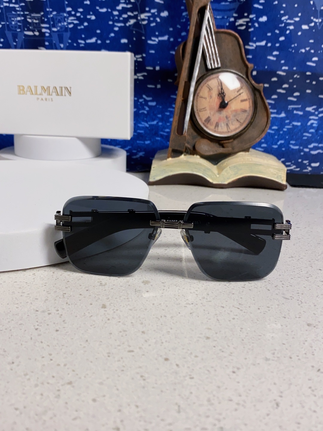 Balmain巴尔曼 2025新款无框太阳眼镜男士大脸开车驾驶防紫外线时尚方形墨镜商务休闲高端 男女通用