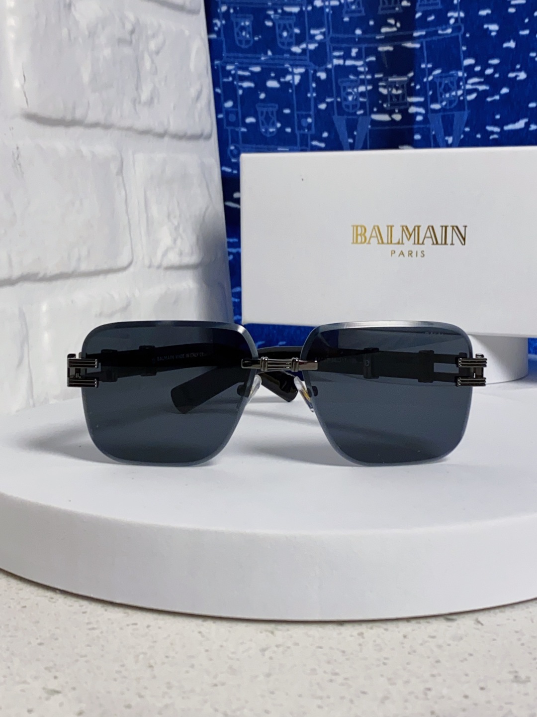 Balmain巴尔曼 2025新款无框太阳眼镜男士大脸开车驾驶防紫外线时尚方形墨镜商务休闲高端 男女通用