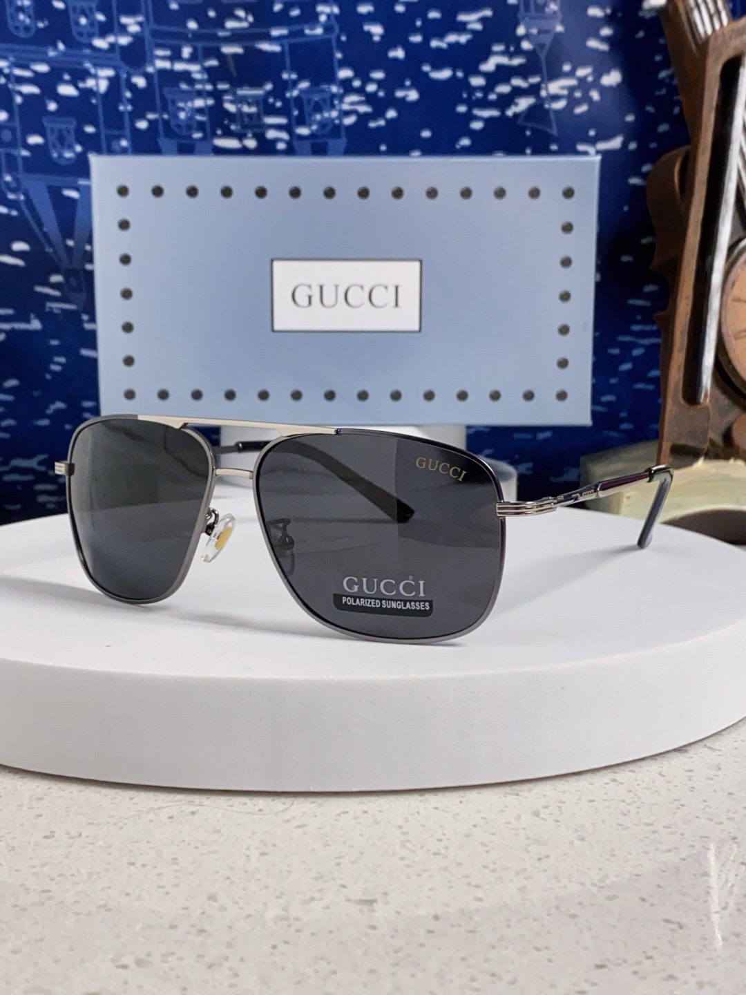 Gucci古奇 2025新款男士大框大脸墨镜开车专用太阳镜 新款潮网红蛤蟆镜偏光驾驶眼镜