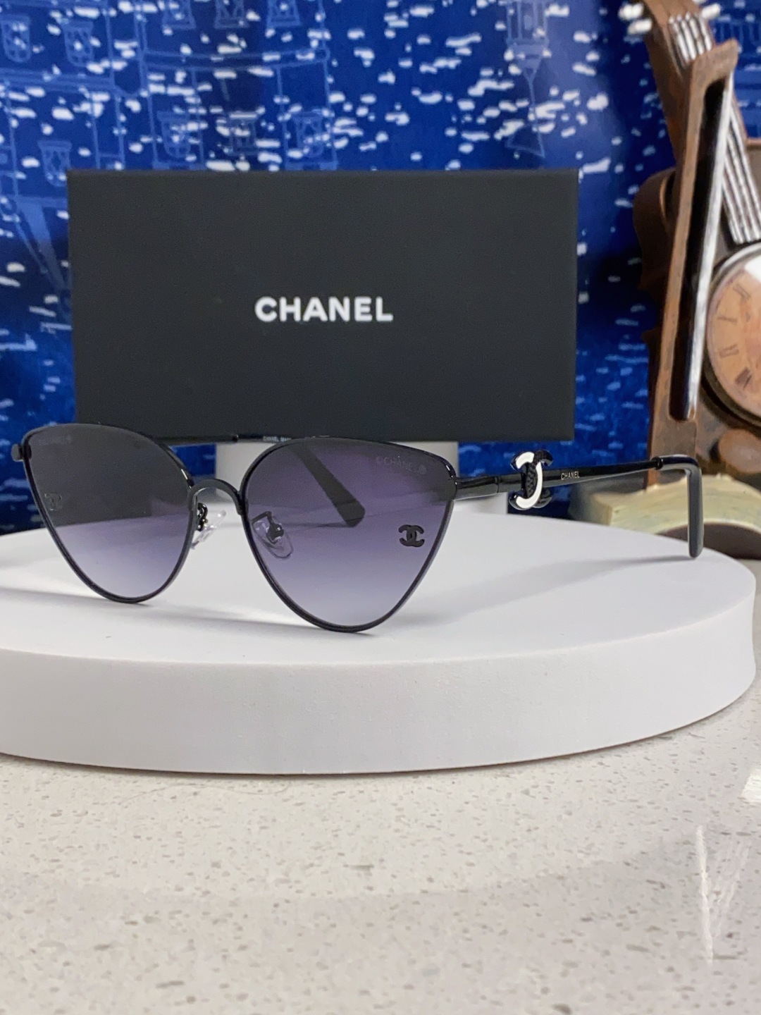 Chanel香奈儿 2025新款赛博朋克风金属大框飞行员式蛤蟆镜单梁太阳眼镜女潮圆脸显瘦墨镜