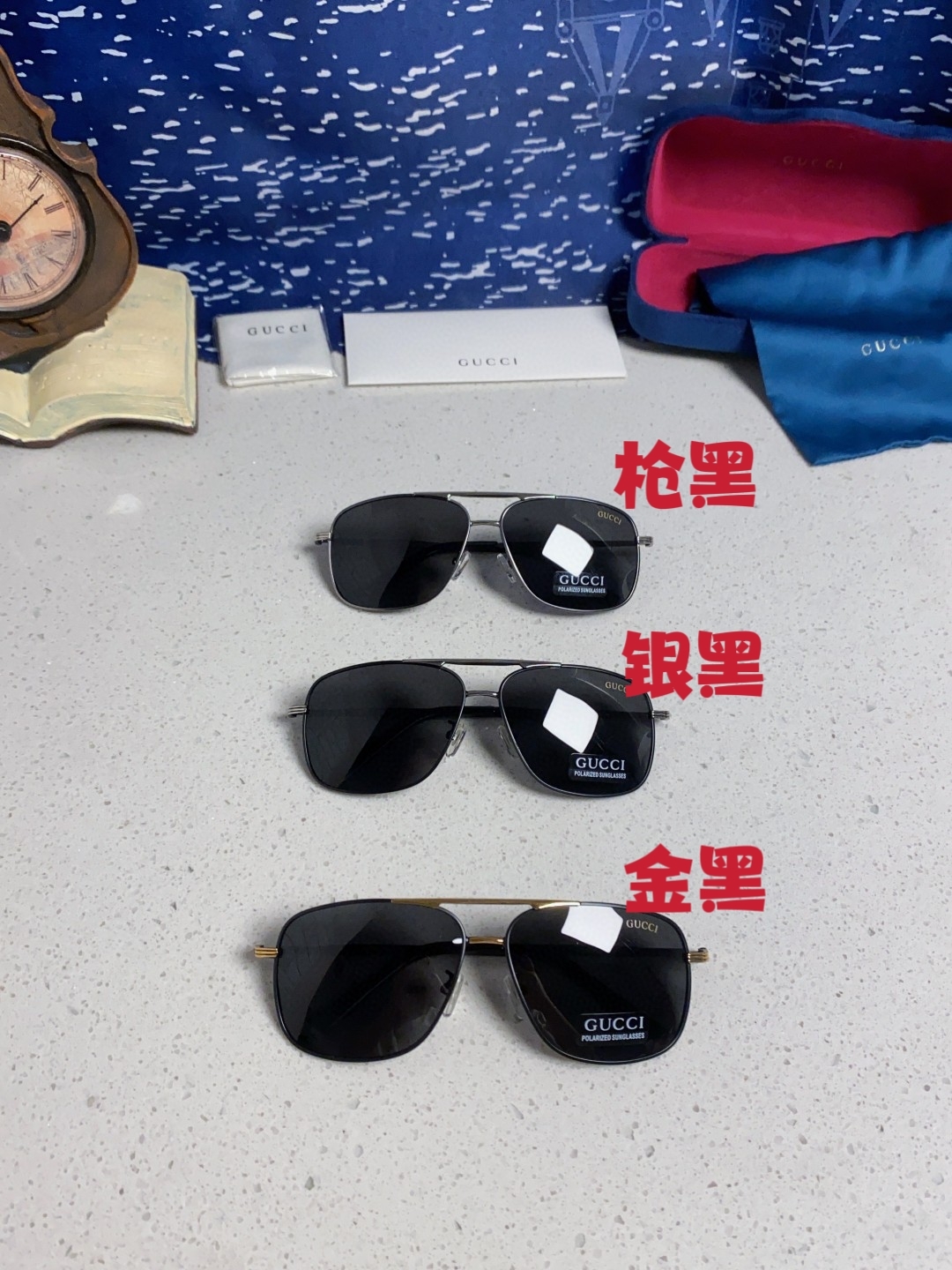 Gucci古奇 2025新款男士大框大脸墨镜开车专用太阳镜 新款潮网红蛤蟆镜偏光驾驶眼镜