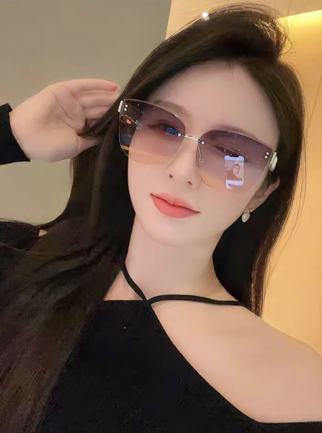 Gentle Moster(GM) 2025新款猫眼高级感无框大脸太阳镜女潮防晒防紫外线个性墨镜女士 型