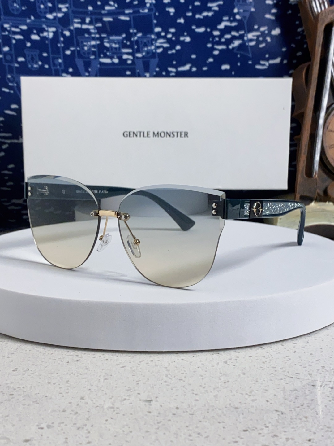 Gentle Moster(GM) 2025新款猫眼高级感无框大脸太阳镜女潮防晒防紫外线个性墨镜女士 型