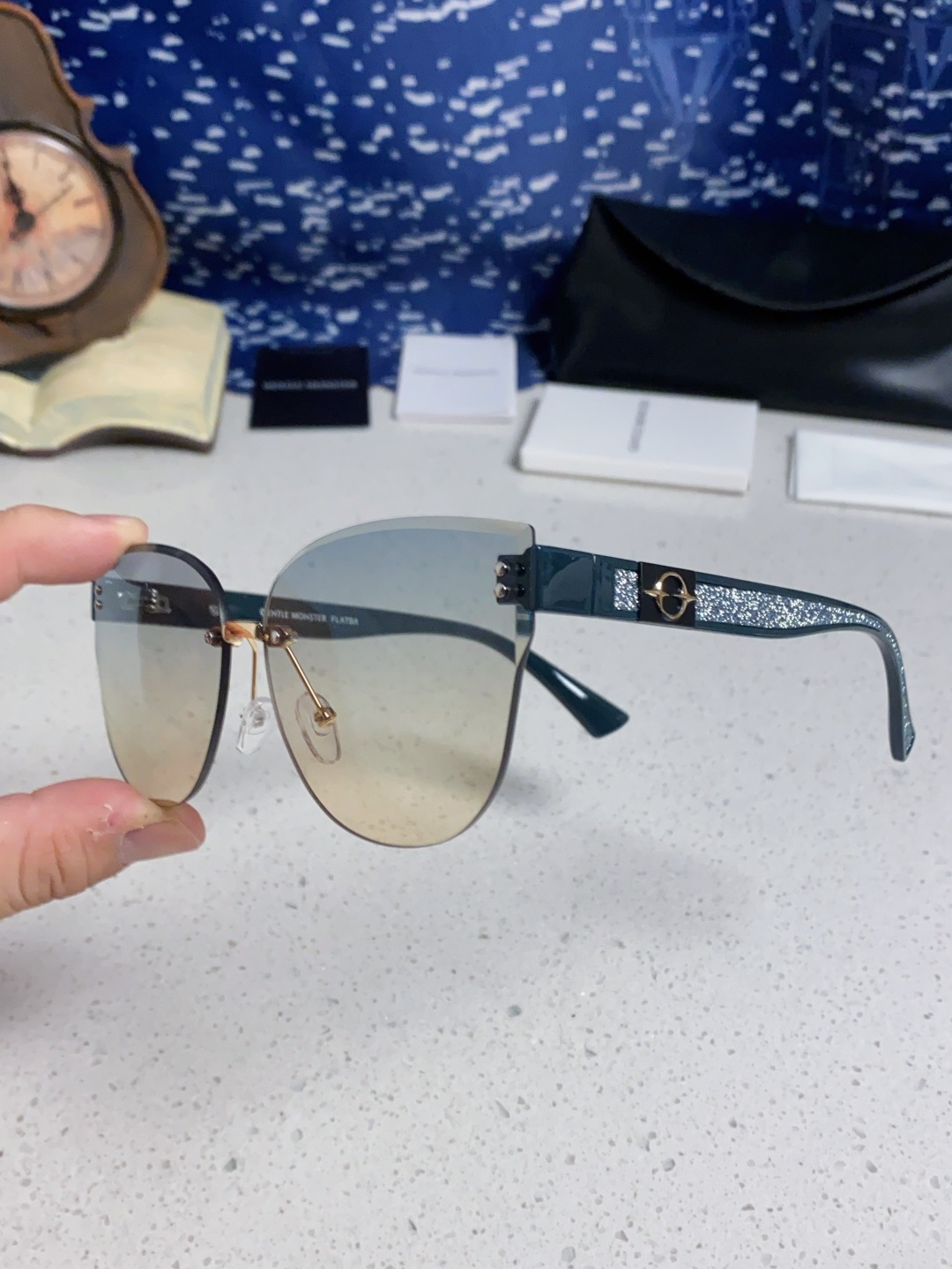 Gentle Moster(GM) 2025新款猫眼高级感无框大脸太阳镜女潮防晒防紫外线个性墨镜女士 型