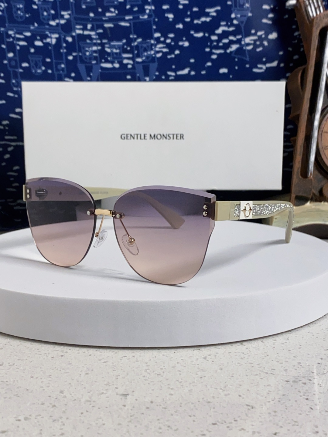 Gentle Moster(GM) 2025新款猫眼高级感无框大脸太阳镜女潮防晒防紫外线个性墨镜女士 型