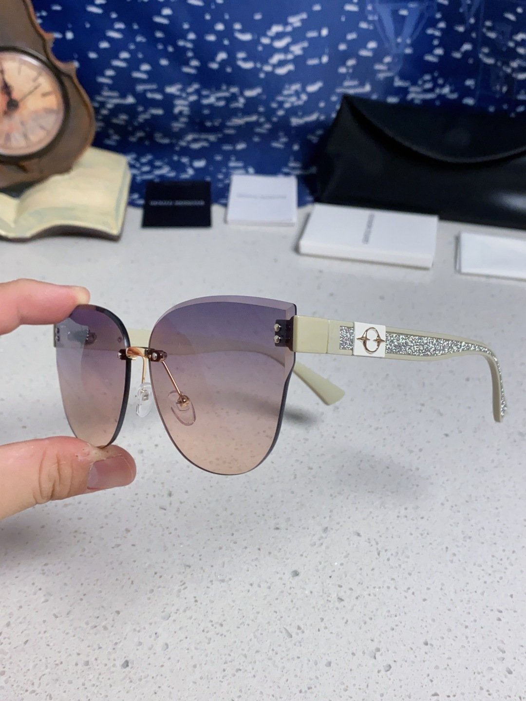 Gentle Moster(GM) 2025新款猫眼高级感无框大脸太阳镜女潮防晒防紫外线个性墨镜女士 型